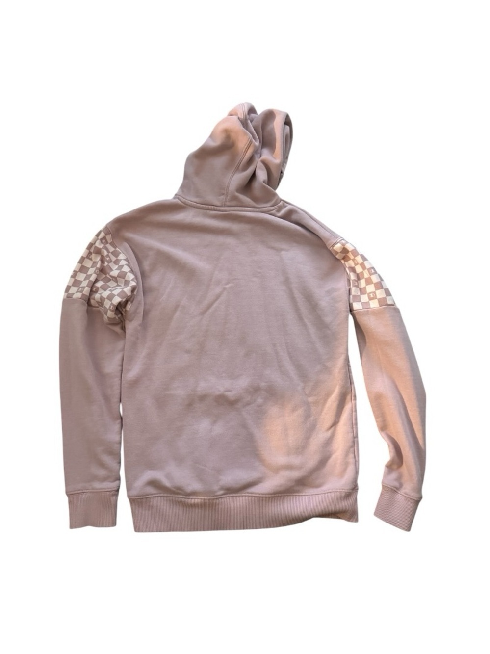 Champion Crewneck Hoodie in Mauve with Checker Sleeve Panels - Picture 3 of 6